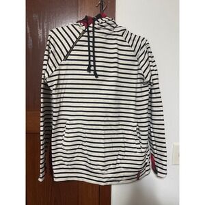 AMPERSAND Striped Hoodie Red Plaid Lined Pockets Drawstring Women's S